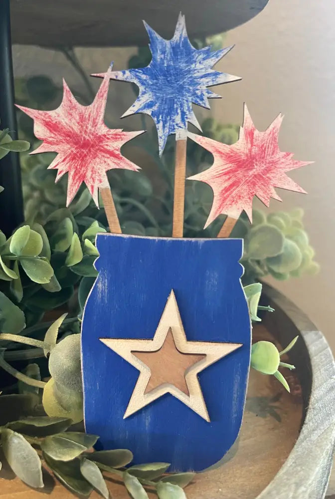 4Th Of July Tiered Tray Set - Bright Tier Sitter