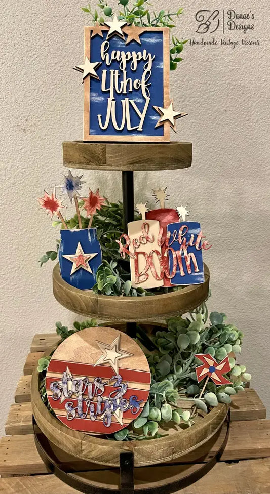 4Th Of July Tier Tray Set - Vintage Sitter