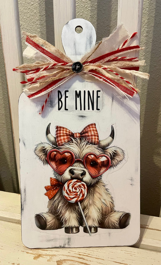 Highland Cow “Be Mine” Cutting Board