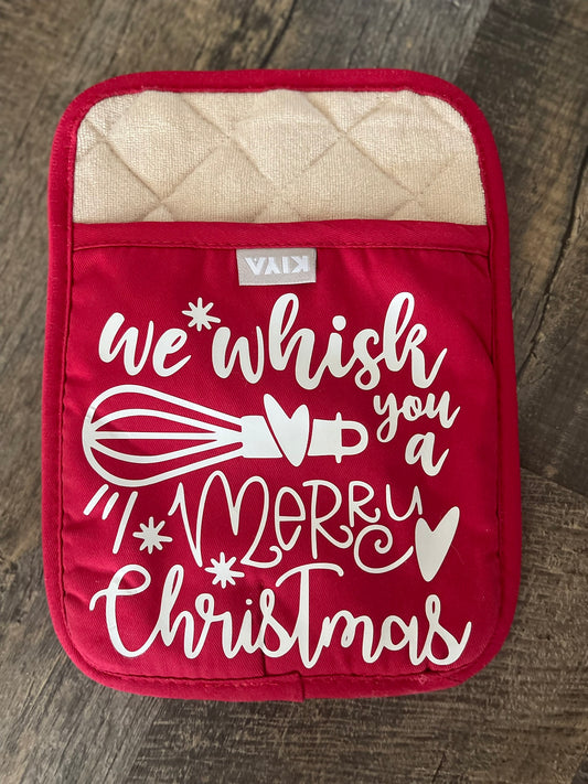 Oven Mit "We Whisk you a Merry Christmas"