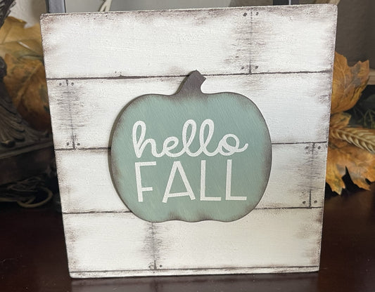 "Hello Fall" Pumpkin Tiered Tray Sitter